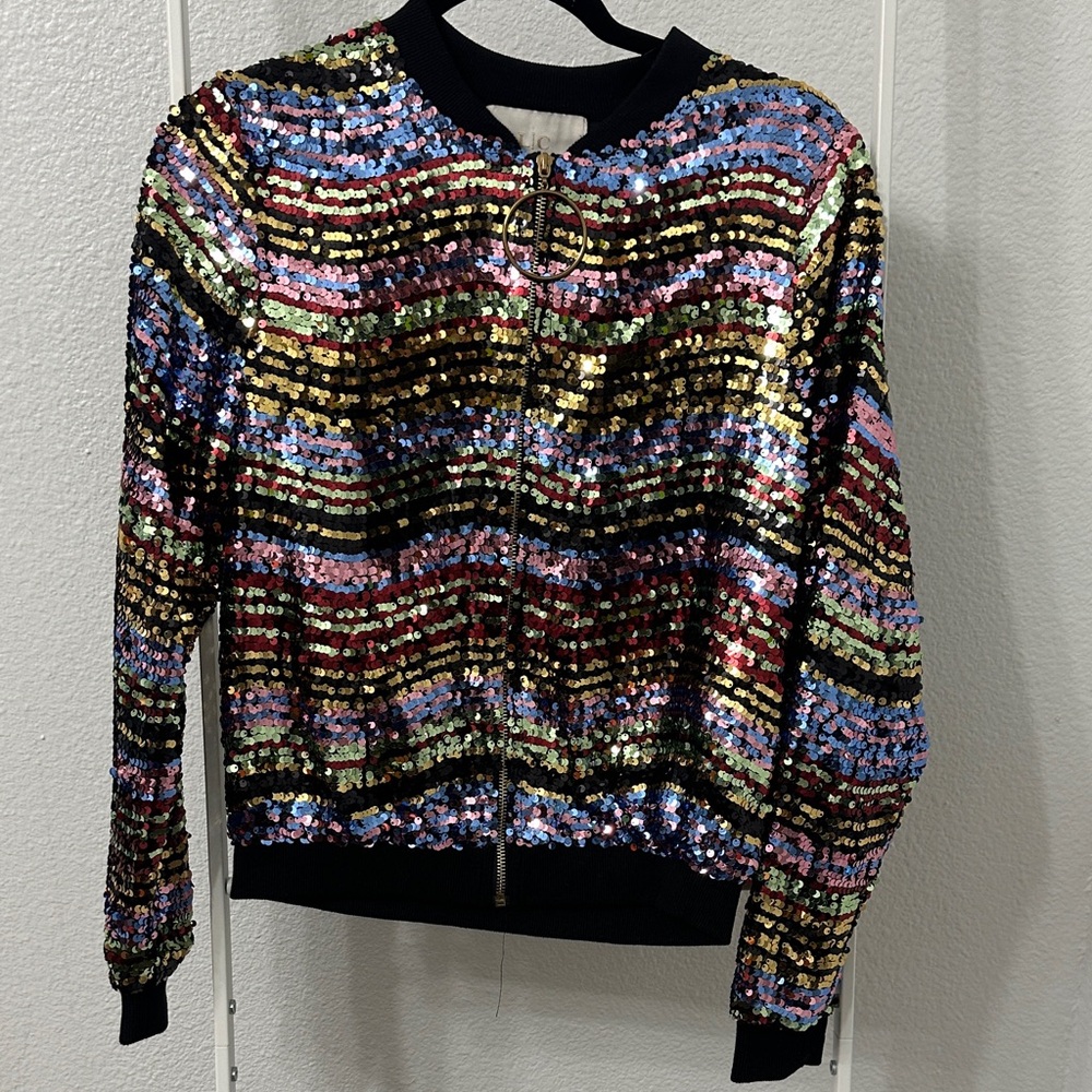 Vibrant Sequin Bomber Jacket